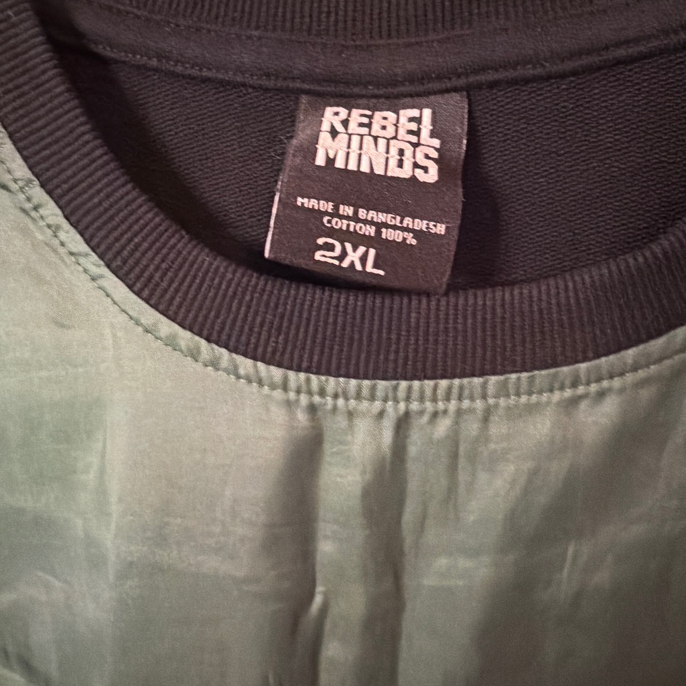 Rebel Minds Men’s 2XL Colorblock Pullover Sweatshirt Green Red Black Side Zip - Picture 2 of 7